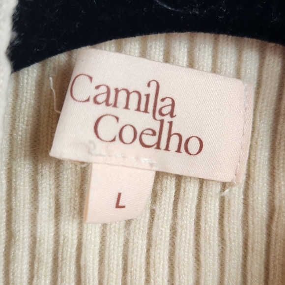 Camila Coelho Revolve Chic Summer Basic Mock Neck Ribbed Crop Top Cream Large - Picture 10 of 12